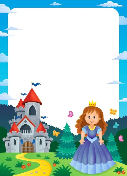 Château et princesse composition cadre 2 — Image vectorielle