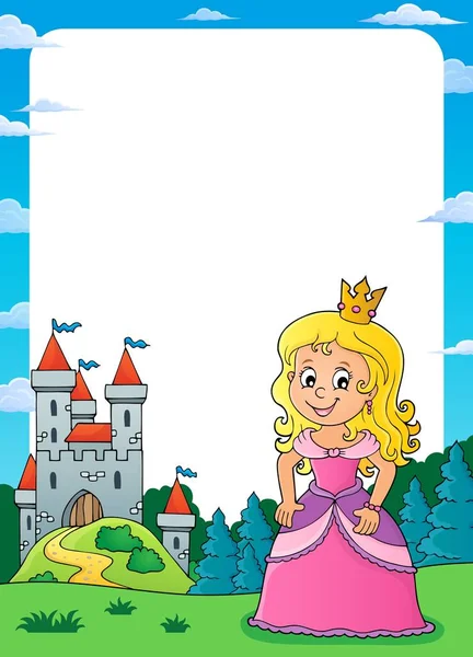 Prinzessin und Schloss Themenrahmen 2 — Stockvektor