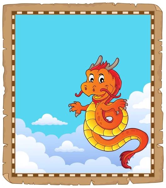 Chinese dragon topic parchment 4 — Stock Vector