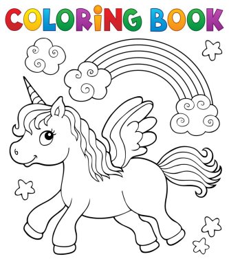 Coloring book stylized unicorn theme 2 clipart