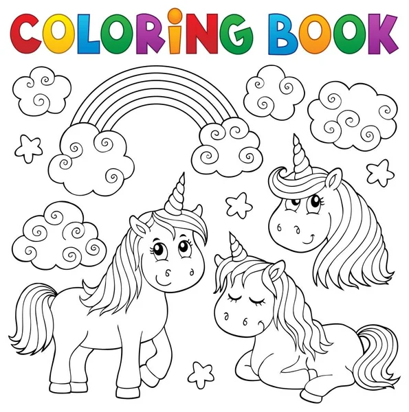 Coloring boek schattig eenhoorns 1 — Stockvector