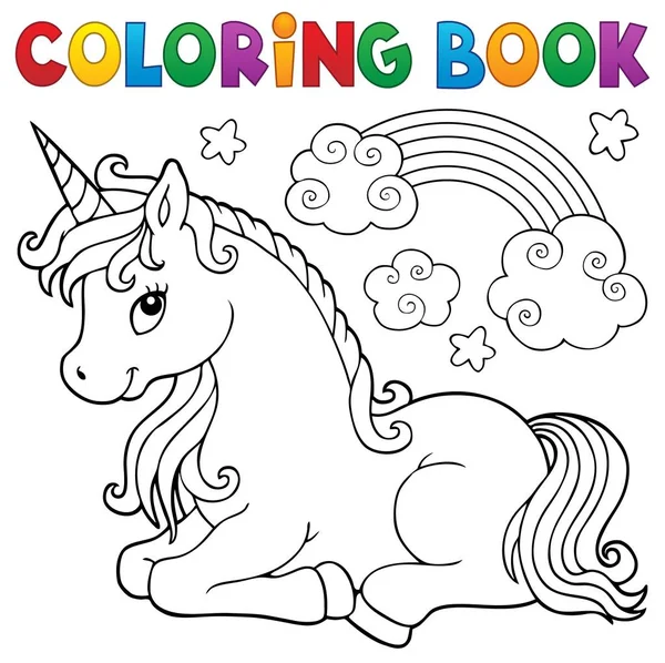 Livro de colorir tema unicórnio estilizado 1 —  Vetores de Stock