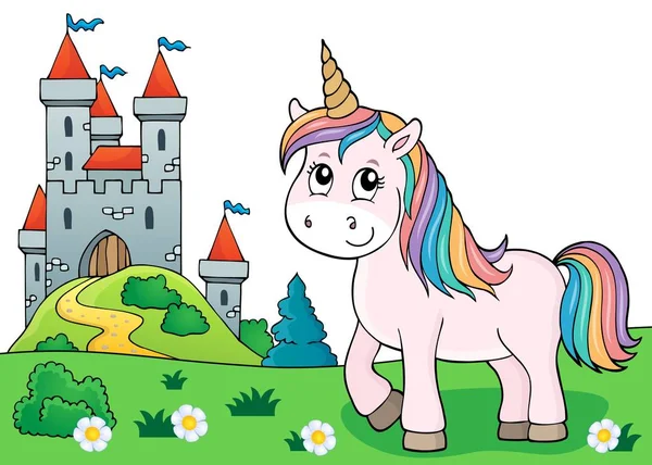 Schattig unicorn onderwerp afbeelding 3 — Stockvector