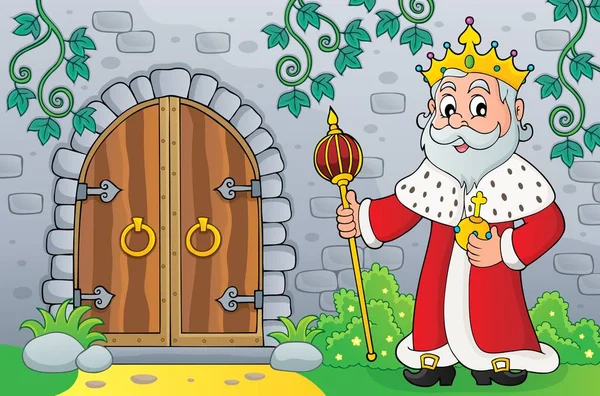 Rey por puerta vieja tema imagen 1 — Vector de stock