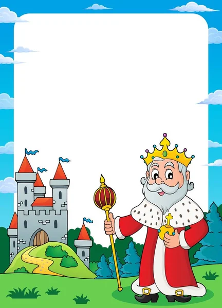 Rey cerca del castillo tema marco 1 — Archivo Imágenes Vectoriales