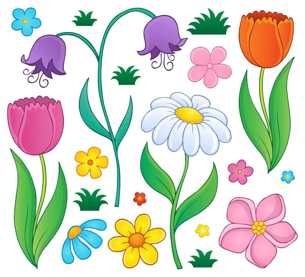 Conjunto temático flores primavera 4 — Vector de stock