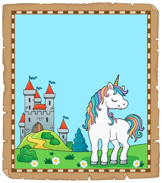 Parchemin de thème licorne rêveuse 1 — Image vectorielle