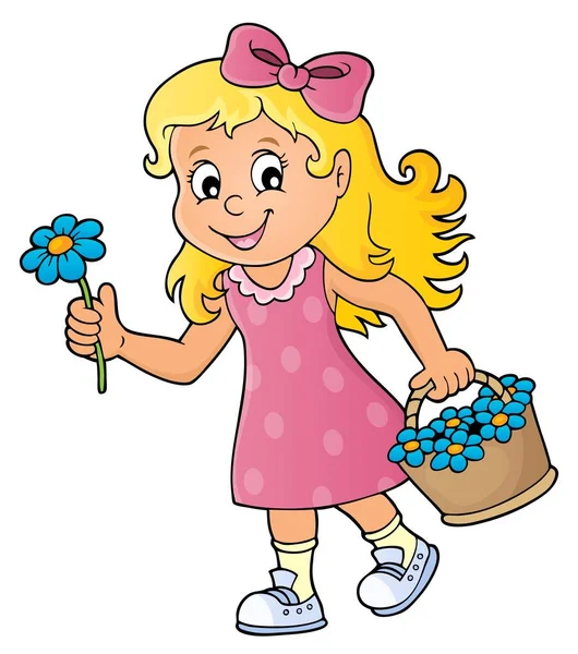 Dívka s motivem květin 1 — Stockový vektor