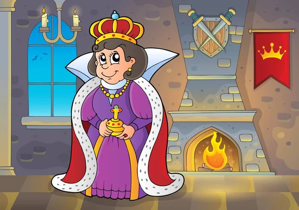 城堡主题1中的快乐女王 — 图库矢量图片