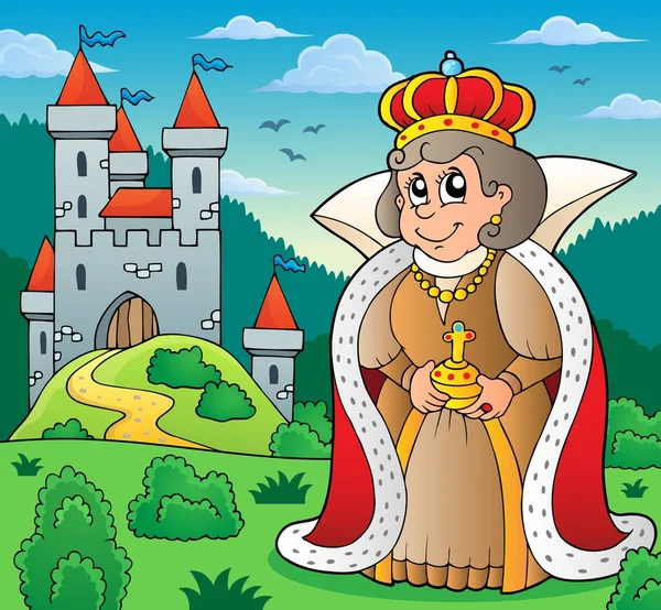 Щаслива королева біля теми замку 6 — стоковий вектор