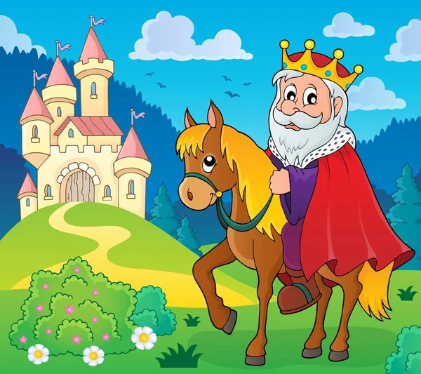King on horse theme image 5 - Stok Vektor