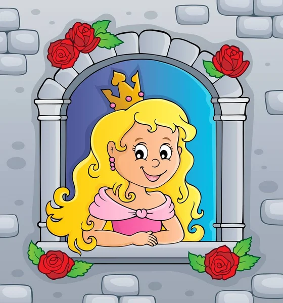 Prinzessin im Fenster Thema Bild 2 — Stockvektor