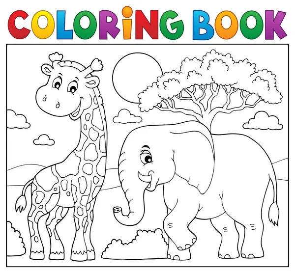 Livro para colorir Natureza africana tópico 8 — Vetor de Stock