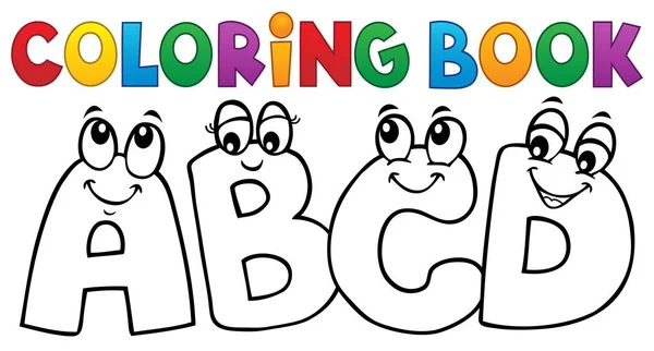 Coloring book cartoon ABCD letters 1 — Stock Vector