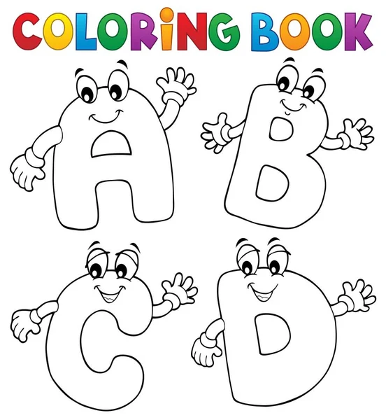 Libro para colorear dibujos animados letras ABCD 2 — Vector de stock