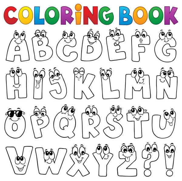 Malbuch Cartoon Alphabet Thema 1 — Stockvektor