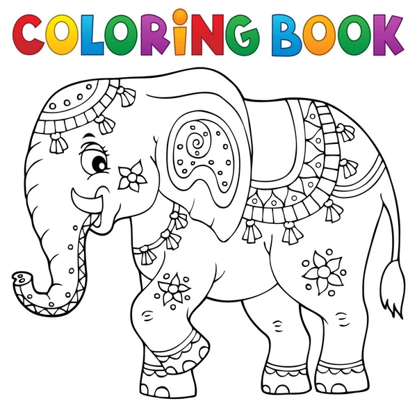 着色书 印度大象主题 1 — 图库矢量图片