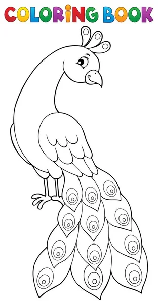 Målarbok Peacock tema 2 — Stock vektor
