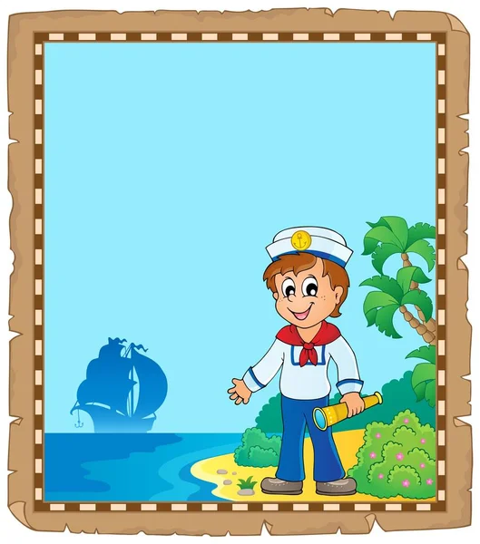 Parchemin avec jeune marin — Image vectorielle