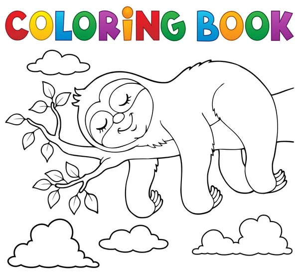 Coloring book sleeping sloth theme 1 — Stock Vector