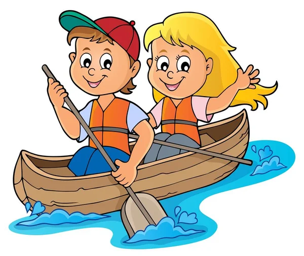 Kinderen in boot thema afbeelding 1 — Stockvector