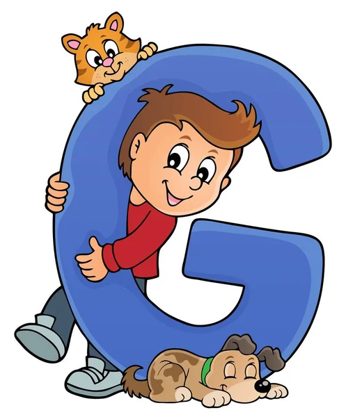 Pojke och husdjur med bokstaven G — Stock vektor