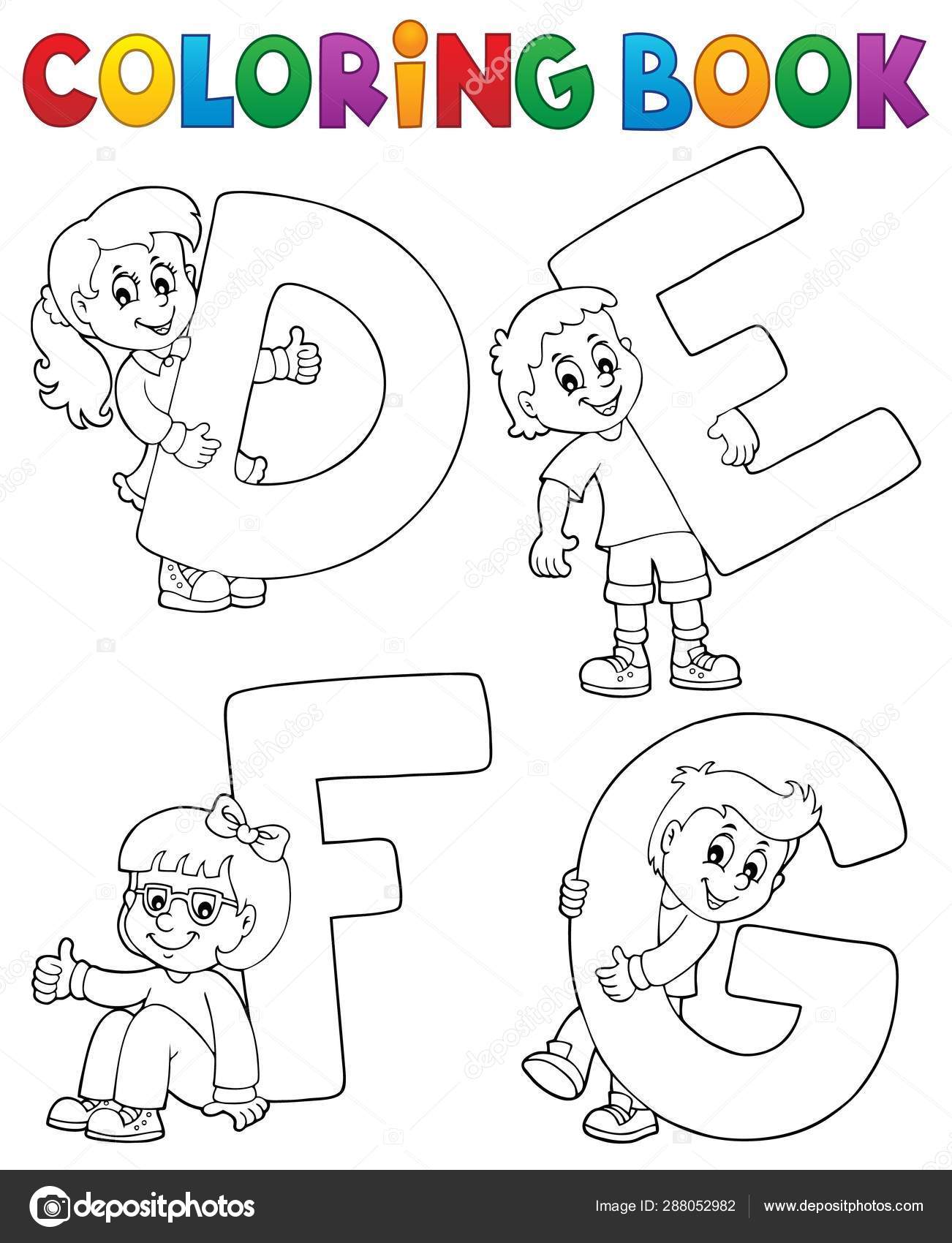 Download Coloring Book Children With Letters Defg Vector Image By C Clairev Vector Stock 288052982