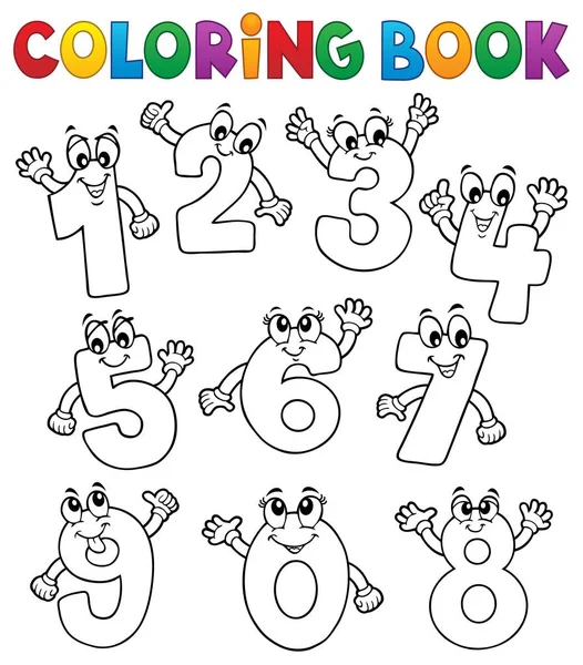 Kleurboek cartoon nummers set 2 — Stockvector