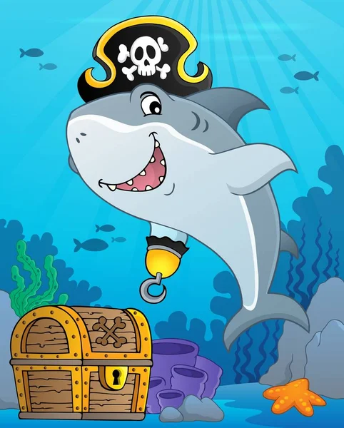 Tiburón pirata tema imagen 9 — Vector de stock