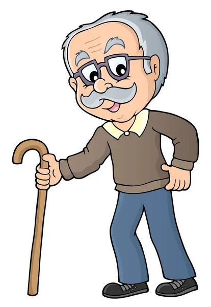 Grandpa with walking stick image 1 — Stock Vector