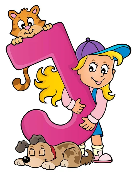 Dziewczyna i zwierzęta z literą J — Wektor stockowy