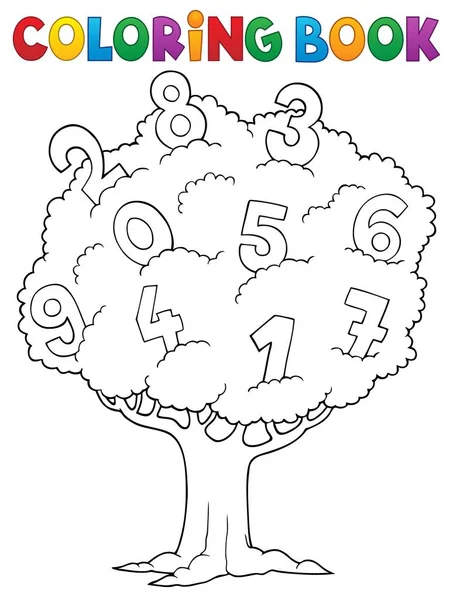 Libro da colorare albero con numeri tema 1 — Vettoriale Stock