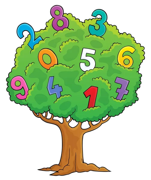 숫자 테마 이미지 와 나무 1 — 스톡 벡터