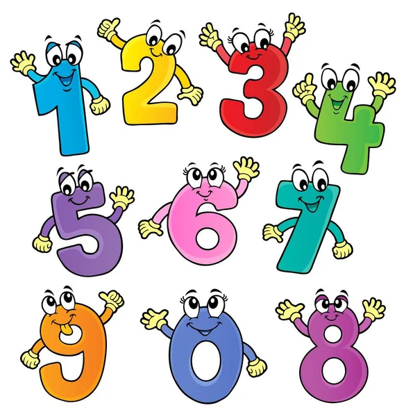 Números de dibujos animados tema conjunto 2 — Vector de stock