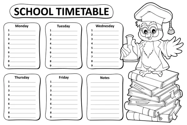 Black and white school timetable topic 4 — Stock Vector