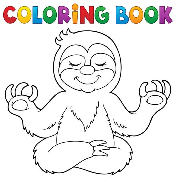 Coloring book happy sloth theme 1 — Stock Vector