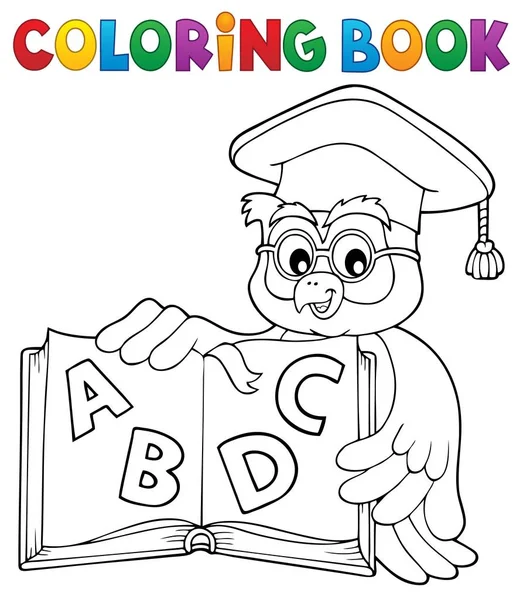 Libro para colorear búho profesor tema 4 — Archivo Imágenes Vectoriales