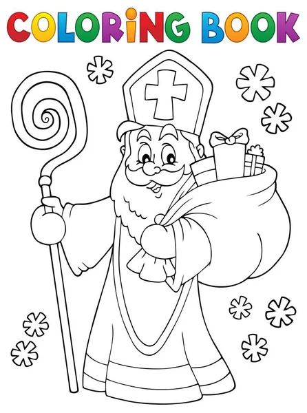 Boyama kitabı Saint Nicholas konu 2 — Stok Vektör