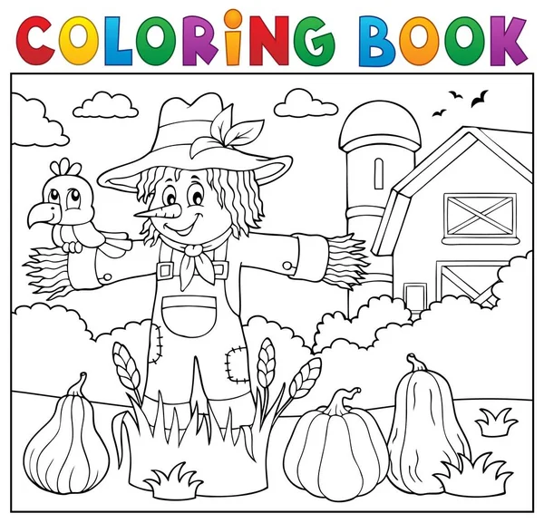 Livre à colorier épouvantail thème 2 — Image vectorielle
