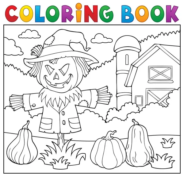 Coloring book scarecrow topic 2 — Stock Vector