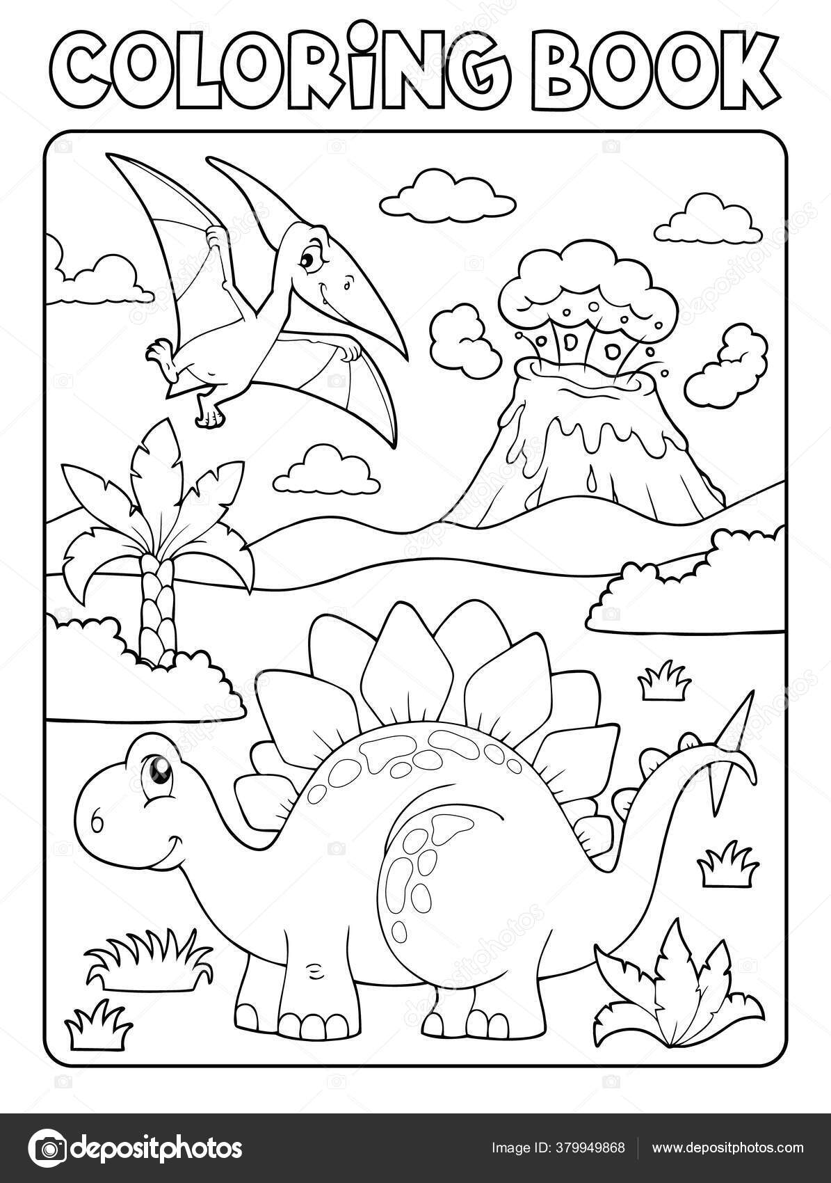 Desenho De Livro Colorir Dinossauro Dos Desenhos Animados Tinta