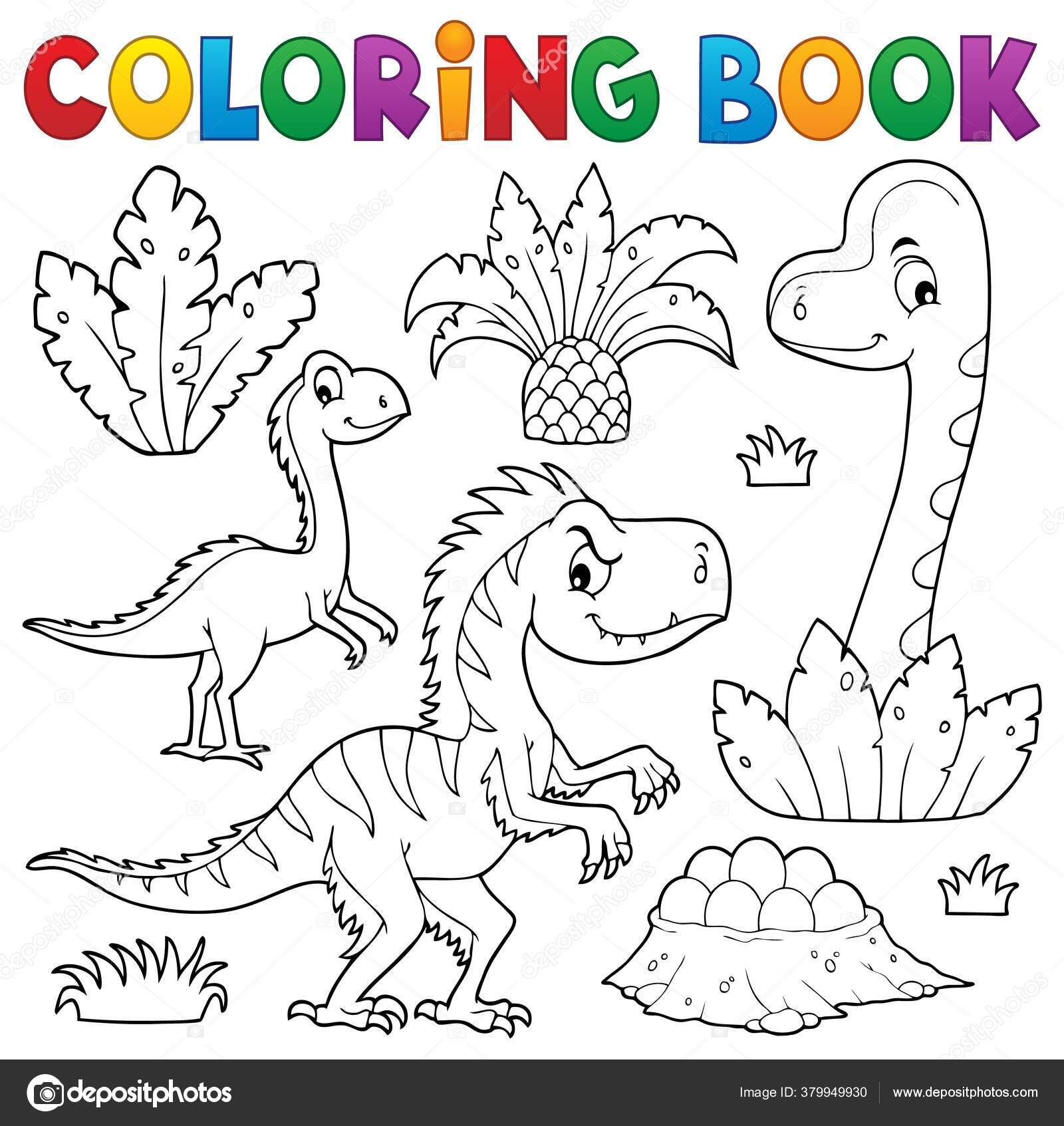 Desenho Composição Dinossauro Livro Colorir Eps10 Ilustração