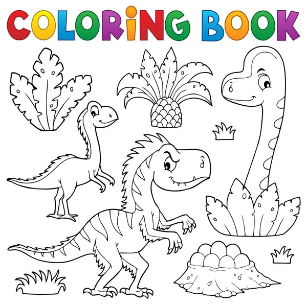 Livre Colorier Composition Dinosaure Image Eps10 Illustration Vectorielle — Image vectorielle