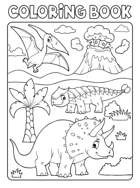 Boyama Kitabı Dinozor Konusu Resim Eps10 Vektör Illüstrasyonu — Stok Vektör
