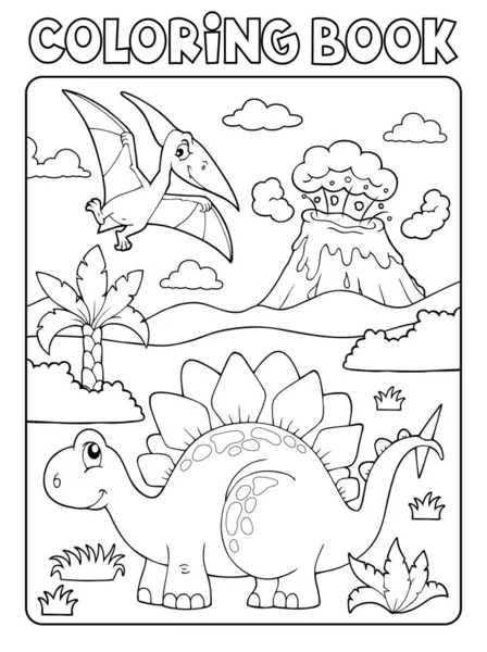 Coloring Book Dinosaur Composition Image Eps10 Vector Illustration Vector Graphics