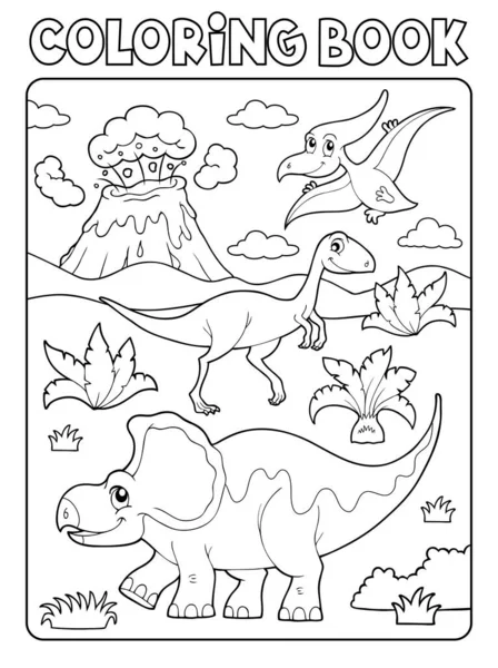 Изображение Композиции Динозавра Книге Раскраски Векторная Иллюстрация Eps10 Лицензионные Стоковые Иллюстрации