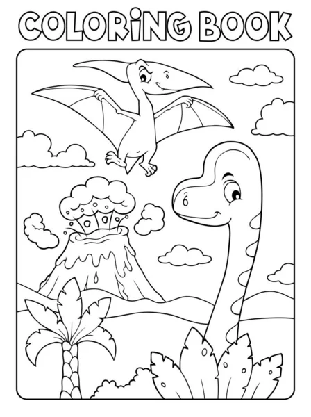 Изображение Композиции Динозавра Книге Раскраски Векторная Иллюстрация Eps10 Лицензионные Стоковые Иллюстрации