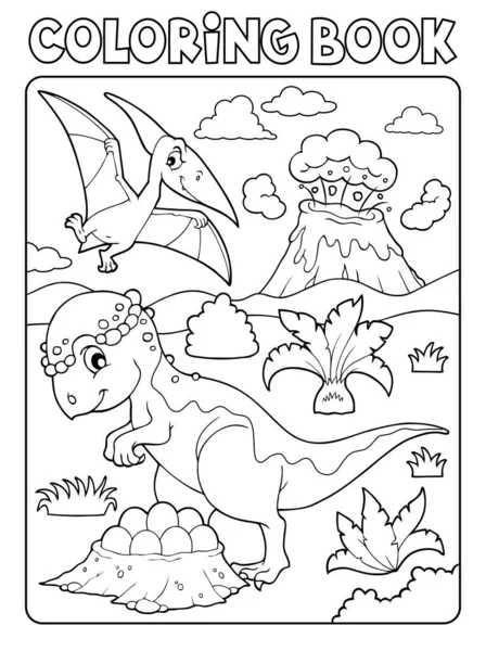 Coloring Book Dinosaur Subject Image Eps10 Vector Illustration — Stock Vector