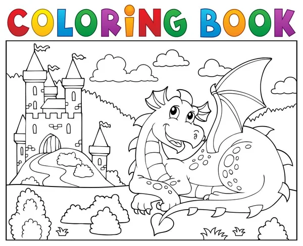 Livre Colorier Couché Dragon Thème Illustration Vectorielle Eps10 — Image vectorielle