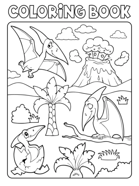 Färgläggning Bok Pterodactyls Tema Bild Eps10 Vektor Illustration — Stock vektor